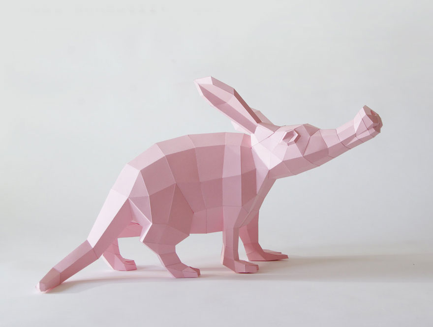 Esculturas Geométricas De Animales Hechas De Papel
