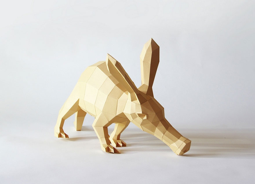 Esculturas Geométricas De Animales Hechas De Papel
