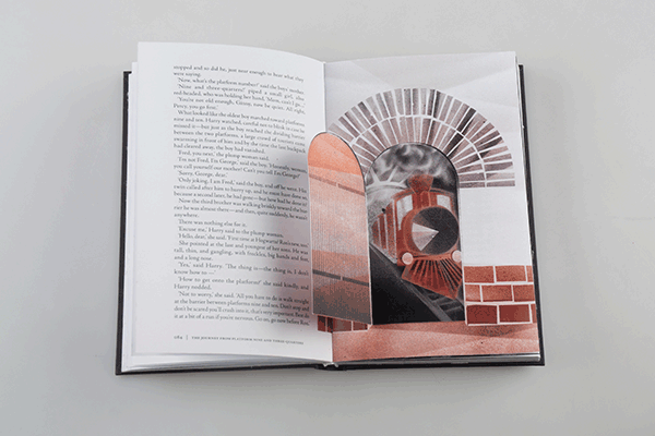 Los mágicos libros de harry potter con portadas que brillan en la oscuridad, creadas por kincso nagy