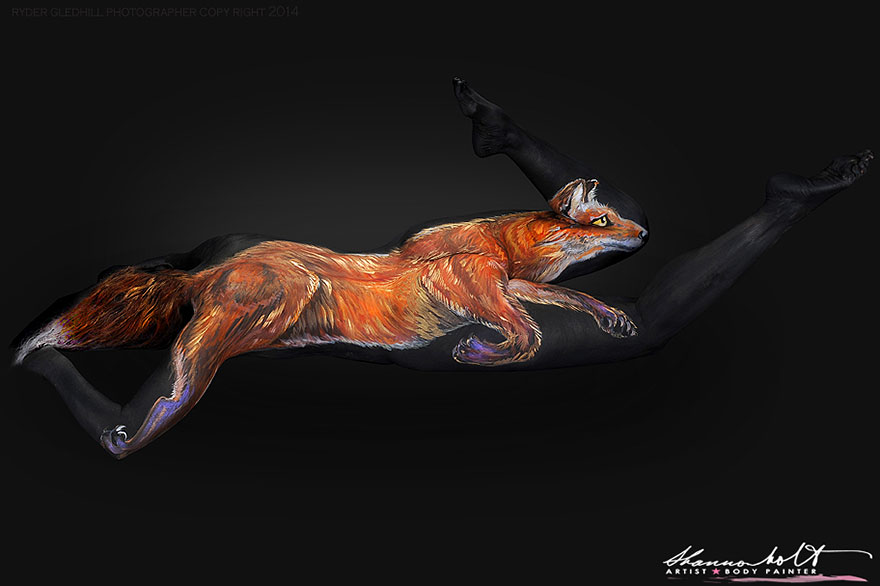 Esta artista transforma a los humanos en animales usando pintura corporal