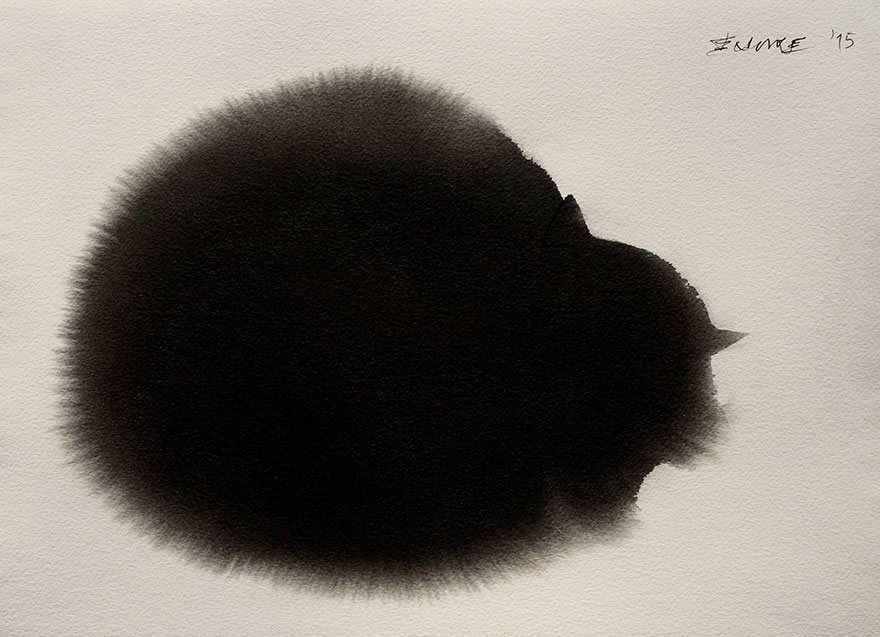 Estos lúgubres gatos negros hechos con acuarelas se diluyen lentamente en el papel
