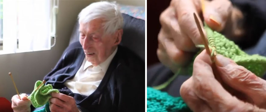 El hombre más viejo de Australia, de 109 años, teje pequeños jerséis para pingüinos enfermos