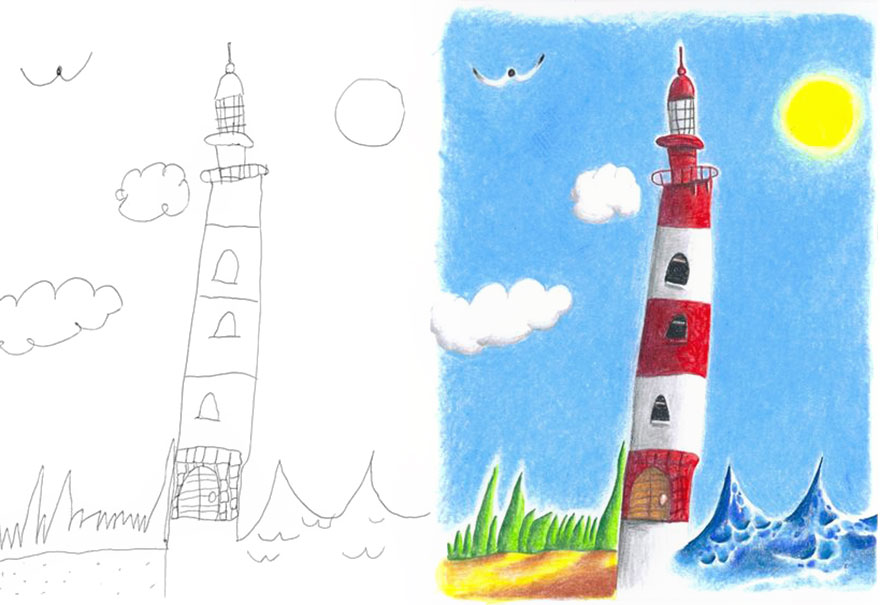 Este padre tan creativo colorea los dibujos de sus hijos durante sus viajes de negocios