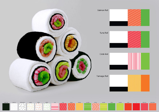 Estos paños de cocina se convierten en sushi al enrollarlos