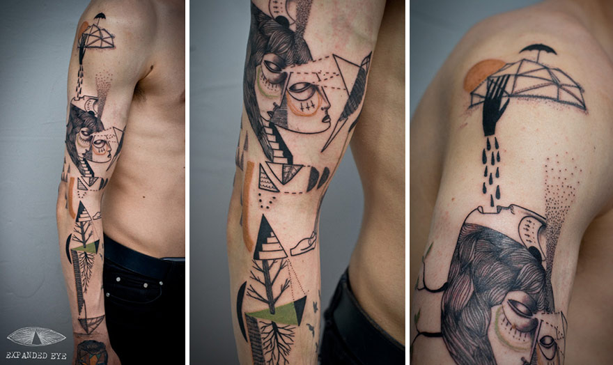 Un dúo británico crea tatuajes cubistas basándose en las historias de sus clientes