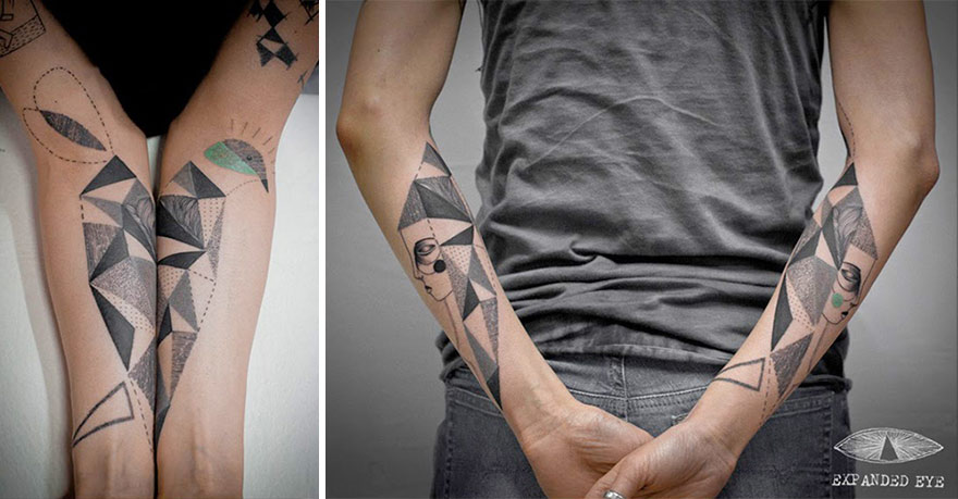 Un dúo británico crea tatuajes cubistas basándose en las historias de sus clientes