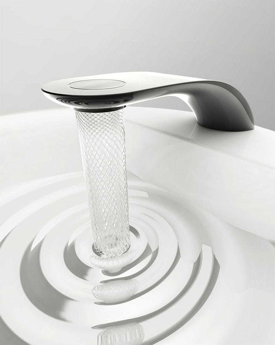 Este diseño de grifo ahorra agua girándola en preciosos entramados