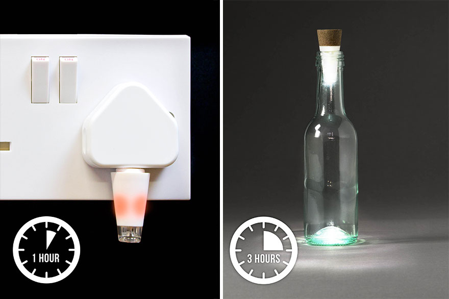 Convierte las botellas usadas en lámparas con estos corchos LED recargables