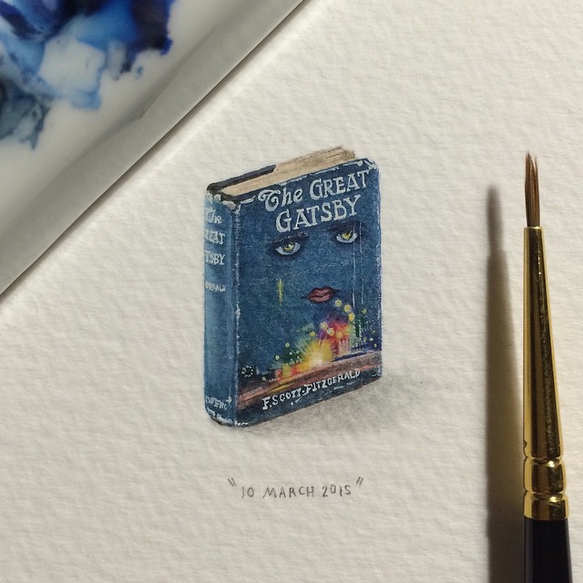 Increíbles pinturas en miniatura de galaxias, animales y libros por Lorraine Loots