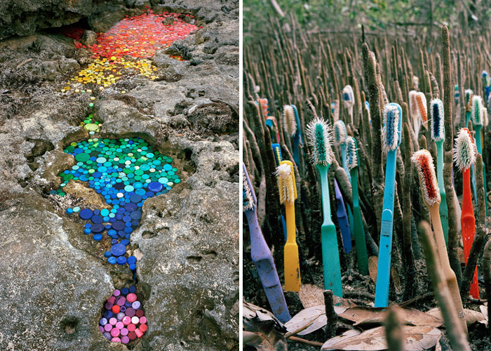 Este artista crea obras con la basura que llega a México procedente de 50 países de todo el mundo