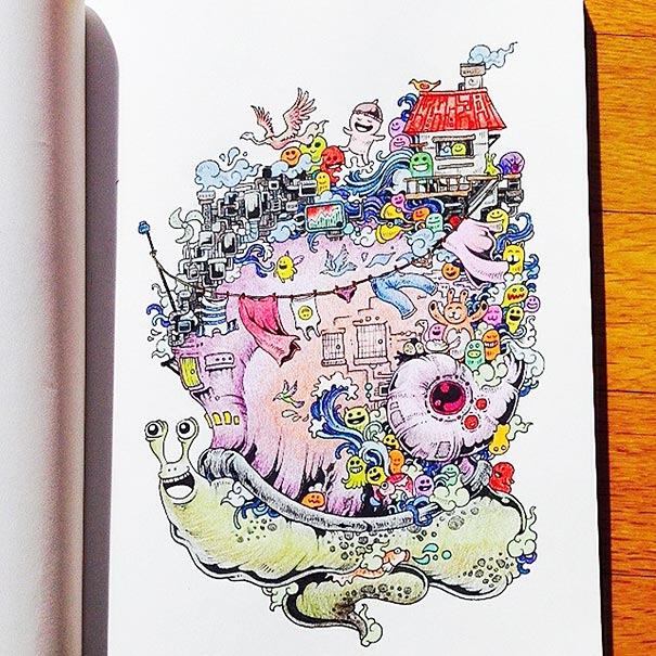 "Doodle Invasion", el libro de colorear para adultos de Kerby Rosanes