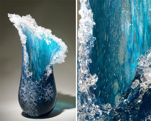 Increíbles floreros con forma de ola del mar creados por un dúo de artistas hawaianos 