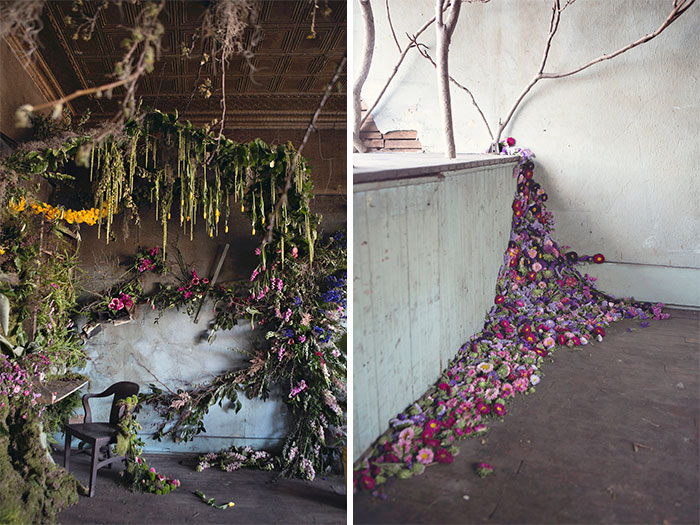 Esta artista compró una casa abandonada en Detroit por 500$ para revivirla con 4000 flores
