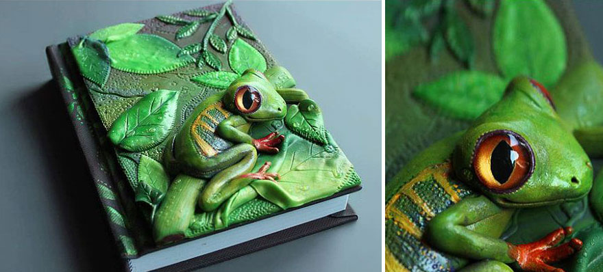 Esta artista letona crea a mano mágicas cubiertas de libros con arcilla polímera