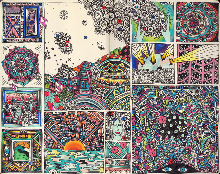 Esta artista muestra los dibujos extremadamente detallados de su cuaderno