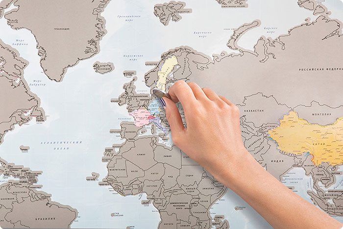 Este mapa para rascar sirve para marcar los países que has visitado
