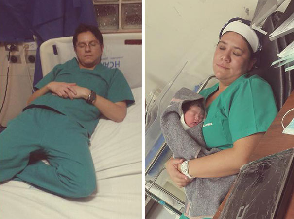 Los médicos publican fotos durmiendo en el trabajo para defender a una compañera a la que pillaron dormida