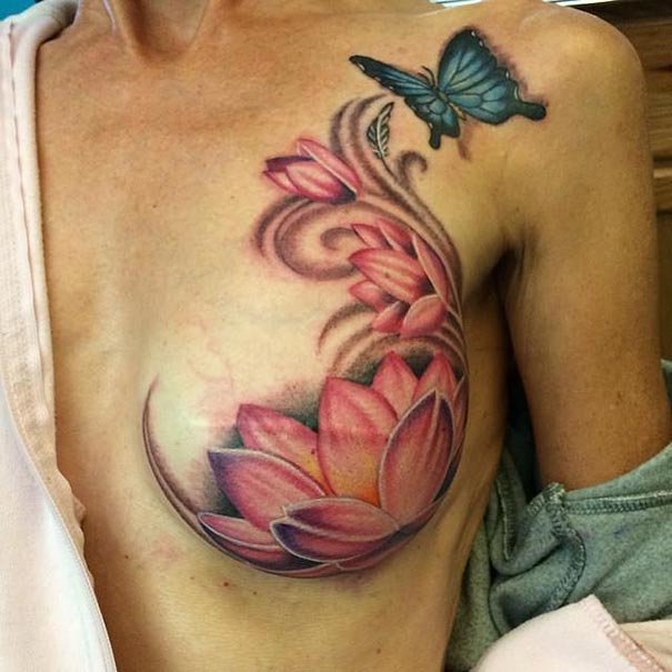 Las supervivientes de cáncer de mama pueden cubrir sus cicatrices con preciosos tatuajes