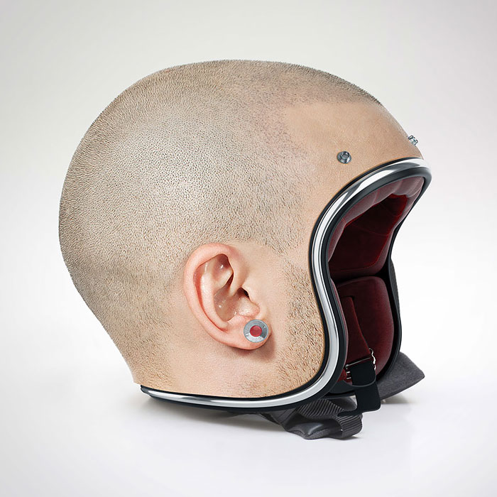 Espeluznantes cascos que parecen cabezas humanas, por Jyo John Mullor