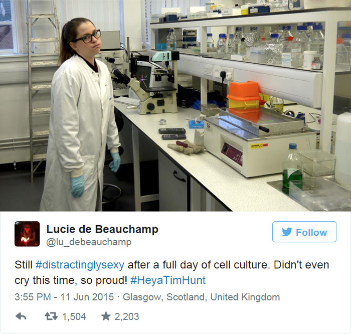 Las mujeres científicas tuitean fotos "sexys" en el trabajo para responder a los comentarios sexistas de un premio Nobel