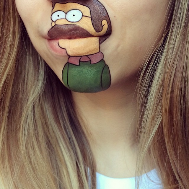 La maquilladora Laura Jenkinson convierte los labios en personajes de dibujos animados