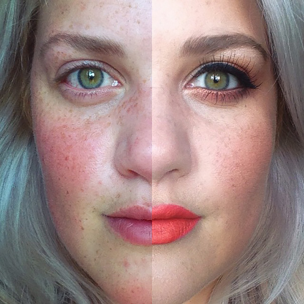 Estas mujeres publicaron selfies con media cara maquillada para mostrar que no hay de qué avergonzarse