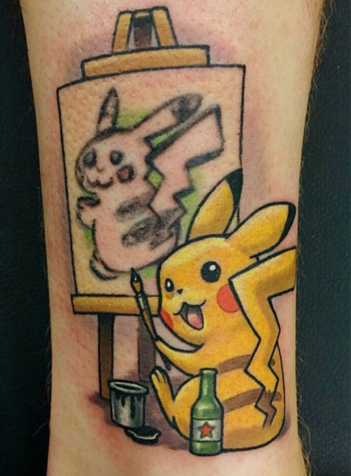 La mejor idea para cubrir un tatuaje convierte a Pikachu en Pikasso