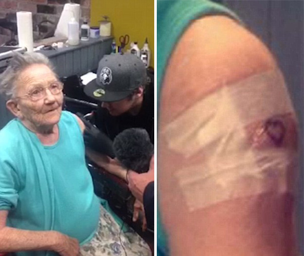 Esta abuela de 79 años se escapó de la residencia de ancianos para hacerse su primer tatuaje