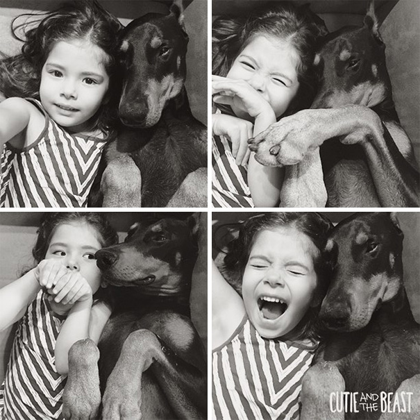 Cutie & The Beast: Esta niña y su doberman lo hacen todo juntos, desde dormir a bañarse