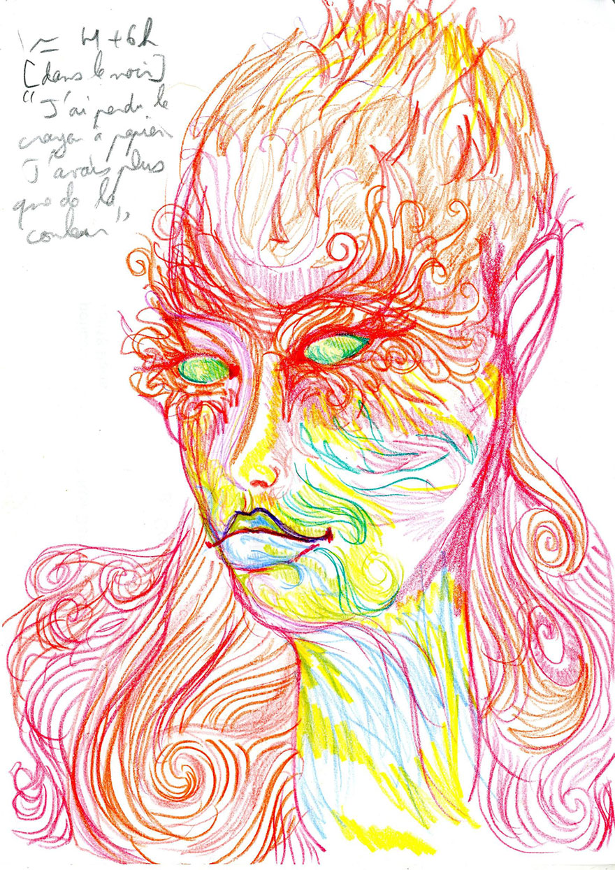Una artista consumió LSD y dibujó autorretratos durante 9 horas para mostrar cómo afecta al cerebro