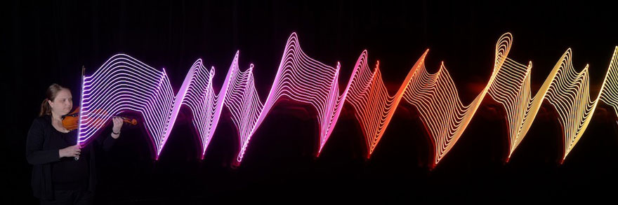 Este fotógrafo usa luces LED para captar los movimientos de los músicos
