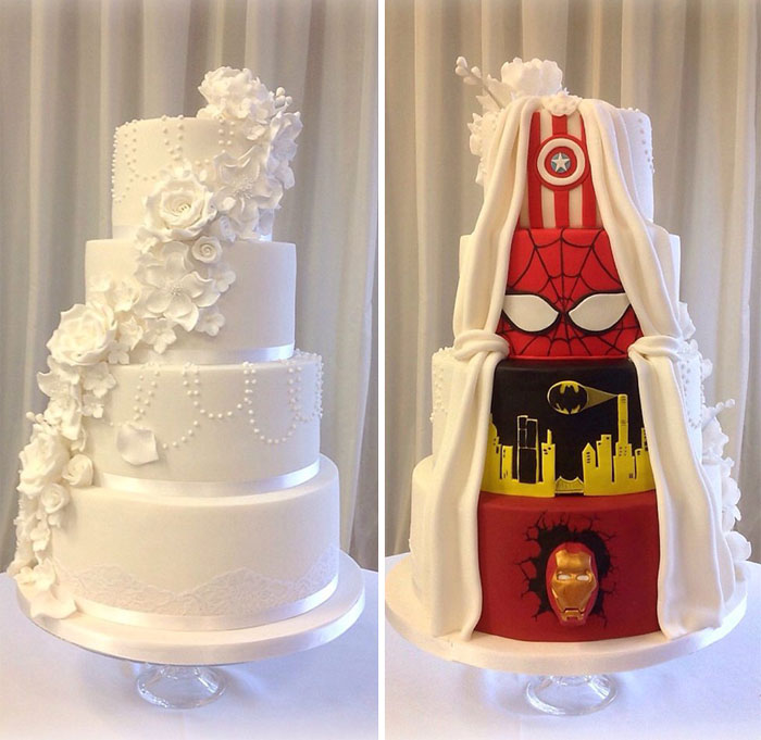Esta pareja llegó a un mutuo acuerdo y su pastel de bodas tuvo "dos caras"