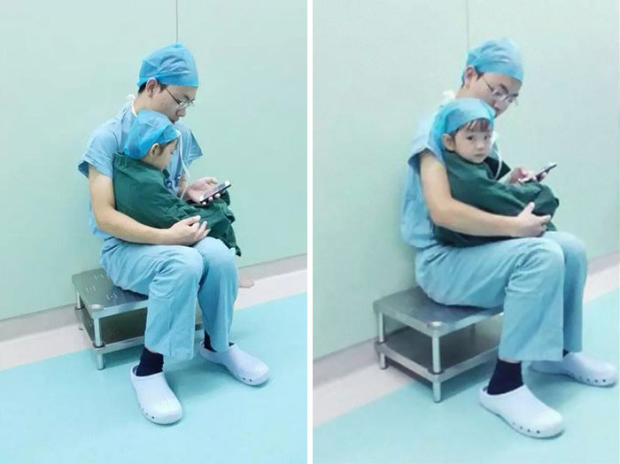 Este cirujano tranquilizó a una niña de 2 años que lloraba antes de operarse del corazón