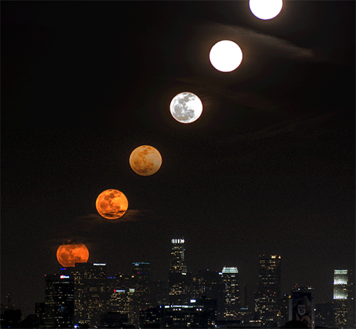 11 Fotos tomadas en 28 minutos muestran la Luna saliendo en Los Angeles