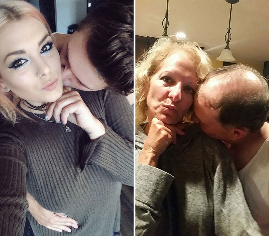 Estos padres trolean a su hija y su novio recreando sus selfies de Facebook
