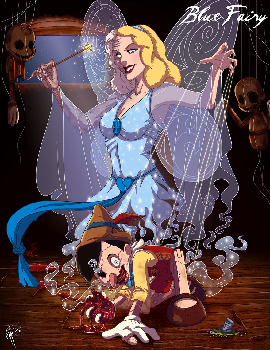 Las princesas Disney revelan su lado oscuro en estas ilustraciones de Jeffrey Thomas