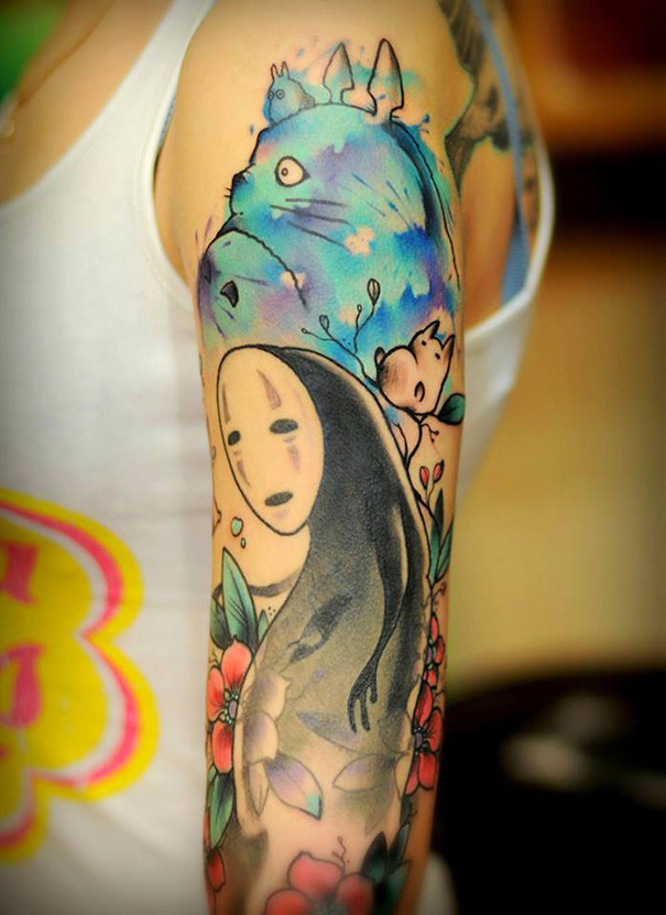 20 Tatuajes de personajes de Estudio Ghibli inspirados en las películas de Miyazaki