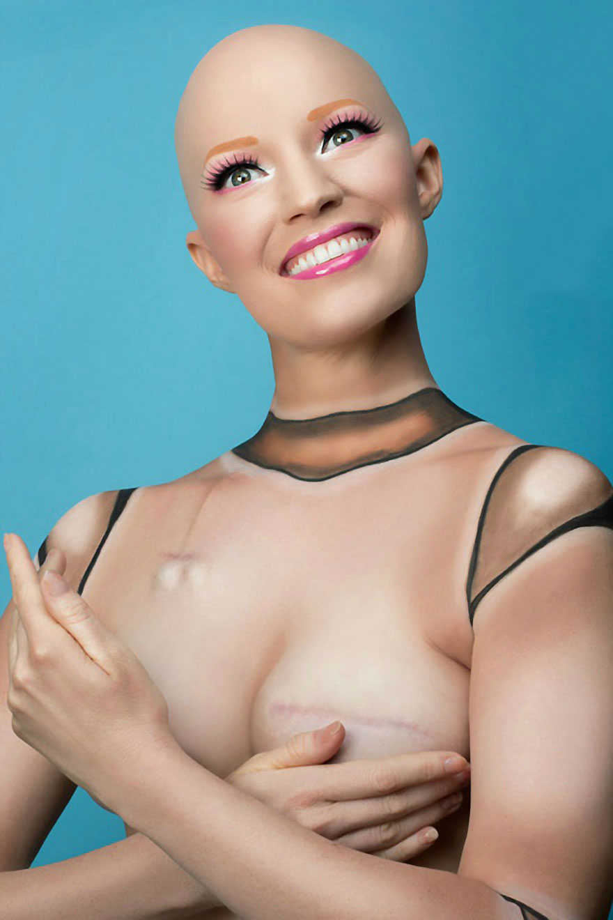 Esta mujer muestra cada fase de su mastectomía en una creativa sesión de fotos