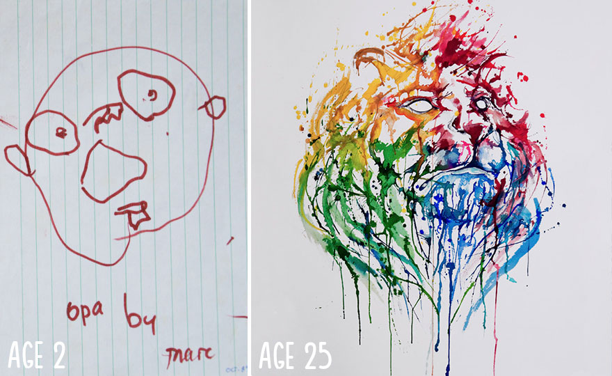 10 Dibujos antes y después que muestran cómo la practica hace la perfección