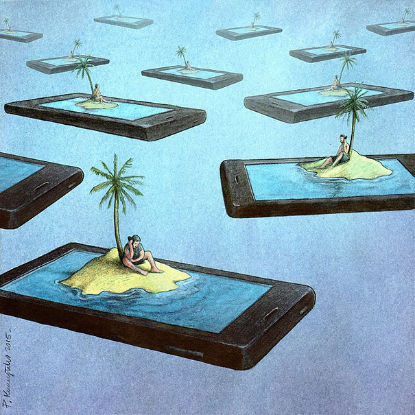 20 Ilustraciones satíricas que muestran nuestra adicción a la tecnología