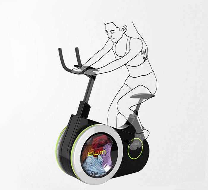 Esta bicicleta estática también funciona como lavadora para que hagas ejercicio y laves tu ropa a la vez