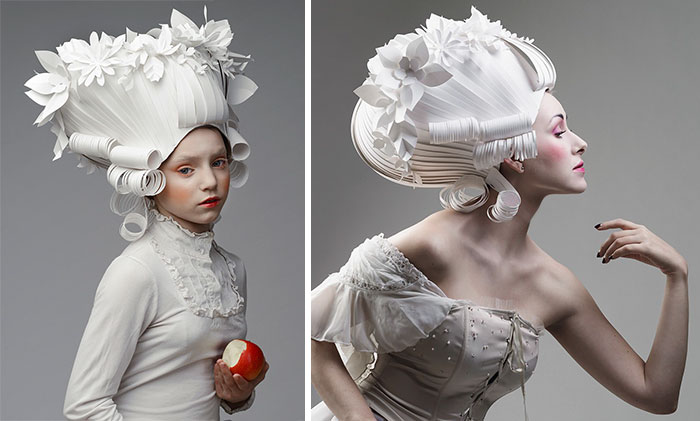 Esta artista rusa crea intrincadas pelucas barrocas con papel
