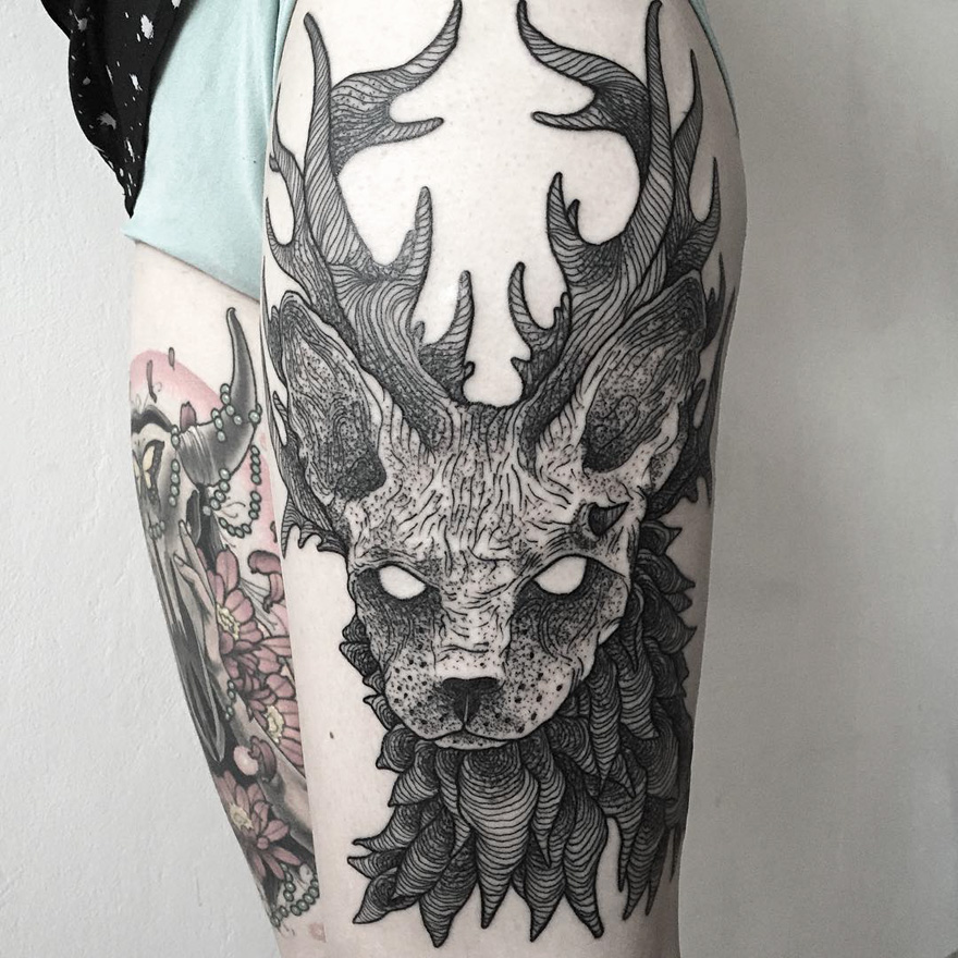 Tatuajes de oscuras y tenebrosas criaturas creados por un tatuador ruso