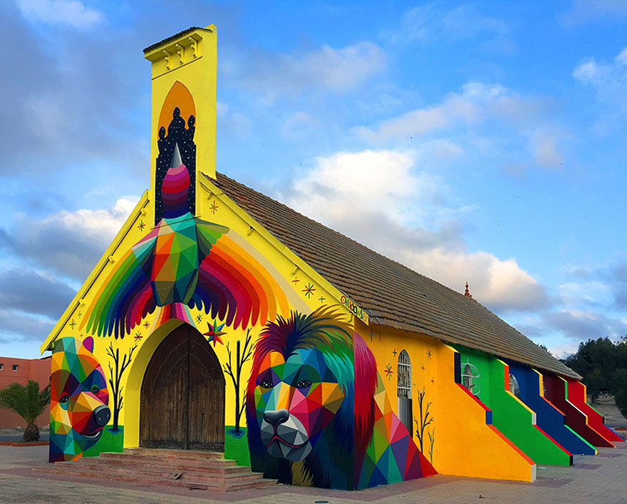 Esta iglesia abandonada en Marruecos fue transformada con coloridos graffitis