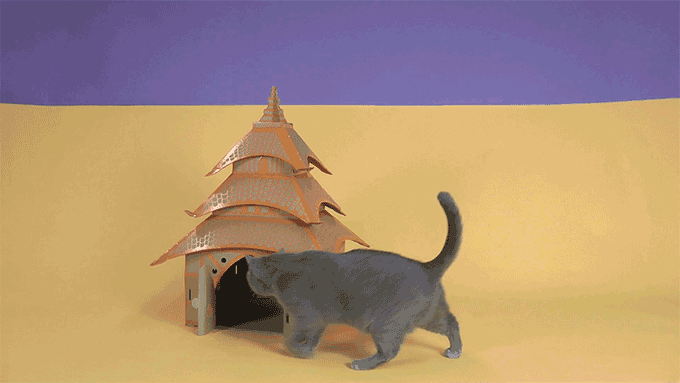 7 Casas de cartón para gatos inspiradas en famosos monumentos arquitectónicos