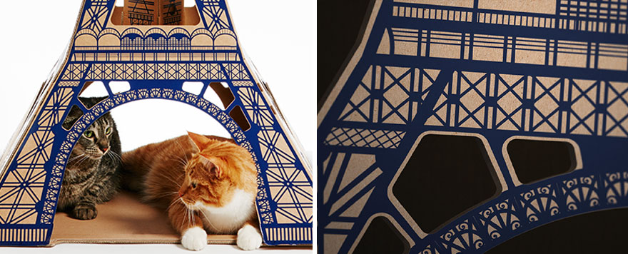 7 Casas de cartón para gatos inspiradas en famosos monumentos arquitectónicos