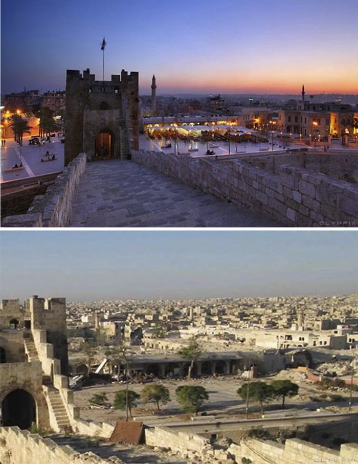 10 Fotos de antes y después que revelan lo que la guerra ha hecho a la mayor ciudad de Siria
