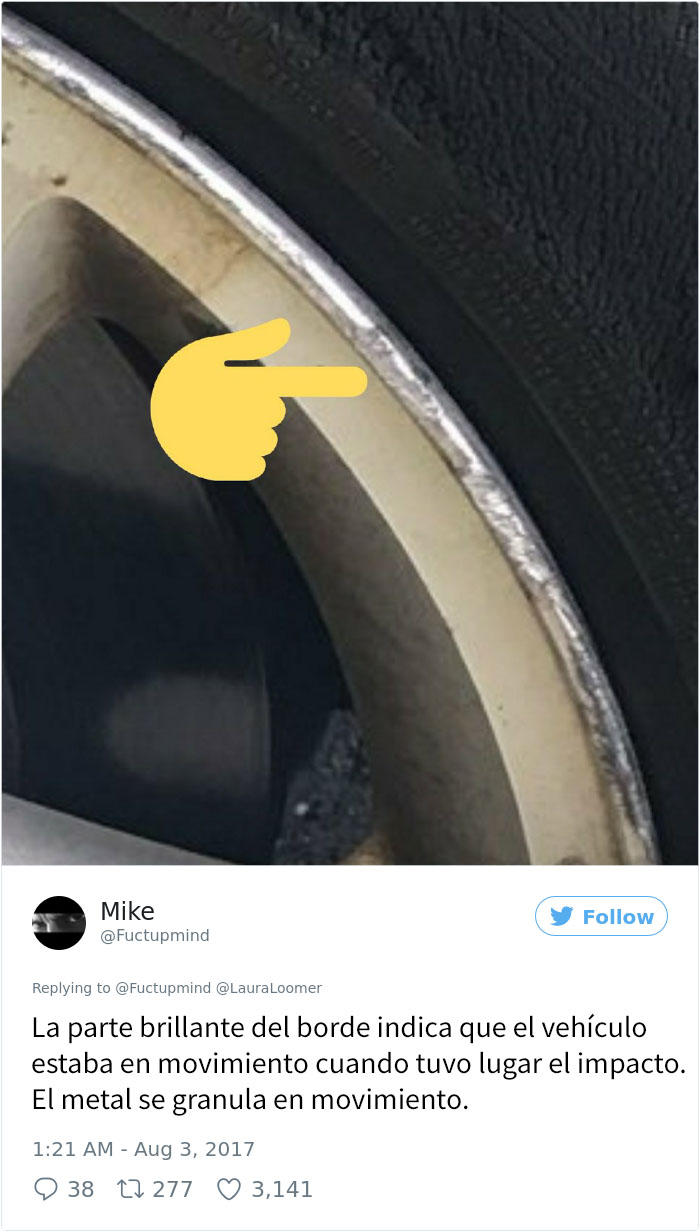 Esta mujer publicó fotos de su "neumático rajado" en Twitter, pero rápidamente demostraron que mentía