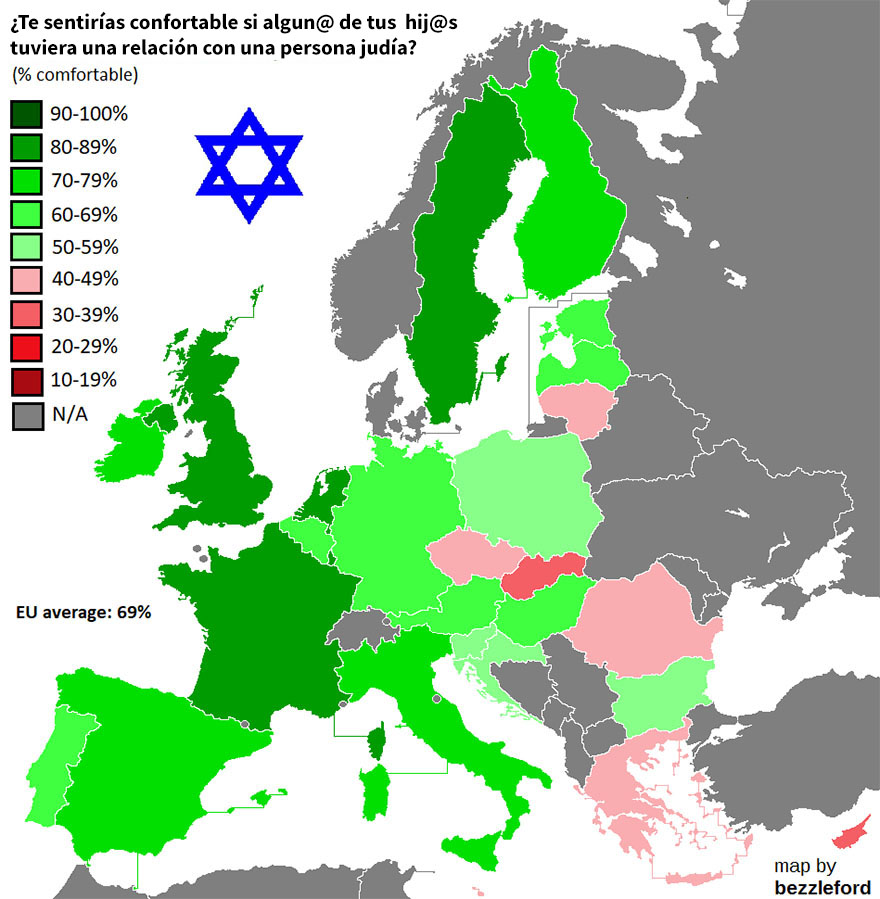 Este mapa revela los países más racistas de Europa, y no te va a gustar