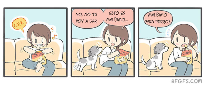 Esta chica ilustra la vida diaria con su novio y su perro en 10+ cómics adorables
